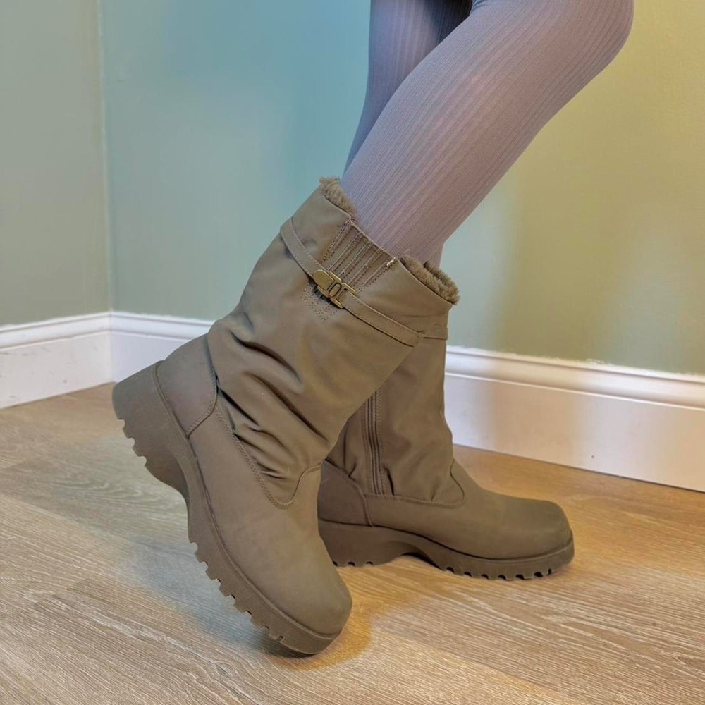Grunge Snow Platform Boots – Taupe Faux Fur Lined – Cyber Subversive‎ Basics